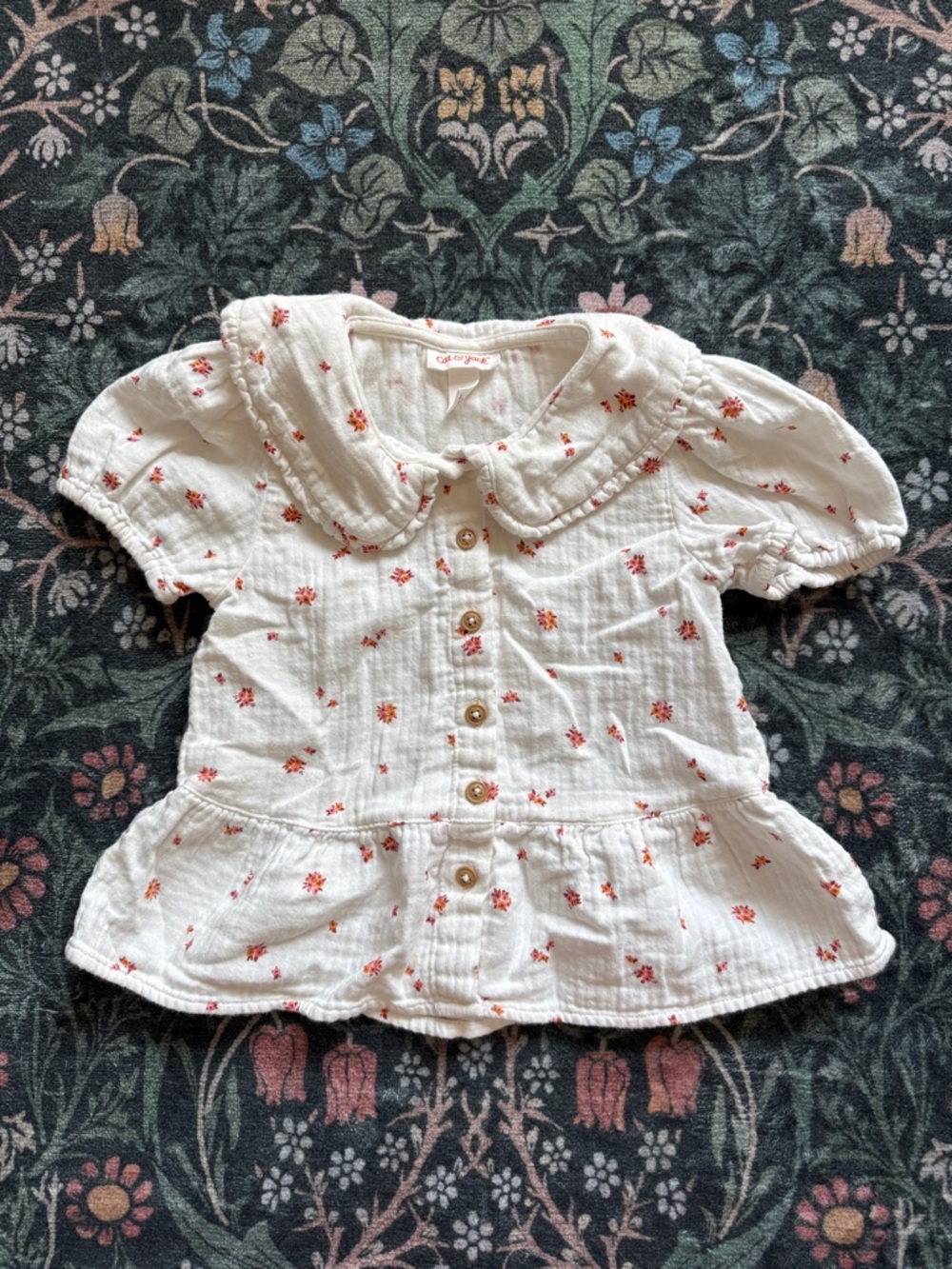 Cat & Jack Cotton Peplum Blouse with Floral Print